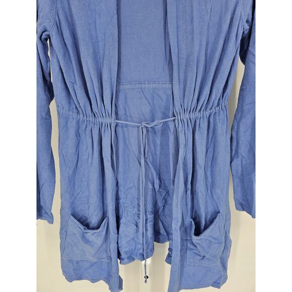 Chico's Women's Blue Purple Long Sleeve Open Front Tie Waist Cardigan Size 1 M) - Picture 2 of 4